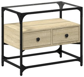 sonoma tölgy szerelt fa TV-szekrény üveglappal 60 x 35 x 51 cm