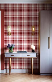 Parato Cristiana Masi Blooming Garden 11 Tartan mályva-rózsaszín kockás vlies tapéta – 8389