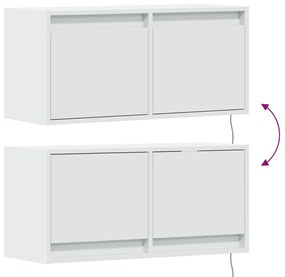 fehér falra szerelhető TV-szekrény LED-lámpákkal 80x31x35 cm