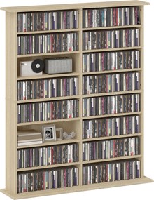 HOMCOM CD és DVD tároló, multimédia tárolóegység 16 rekesszel és 12 állítható polccal, max. kapacitás 720 CD/396 DVD és Blu-ray, 106,5 x 24 x 123,7 cm