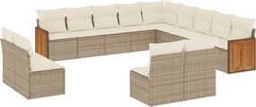 vidaXL 13 részes bézs polyrattan kerti ülőgarnitúra párnákkal
