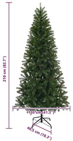 Mű karácsonyfa állvánnyal Zöld 210 cm PVC, PE és acél