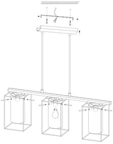 Eglo 49496 - Csillár LONCINO 3xE27/60W/230V