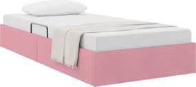 vidaXL Tárolós Ágy fejtámlával tárolóval Rózsaszín 90 x 200 cm Bársony