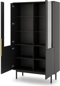 Vitrin szekrény 4 ajtós fekete színben arany fogantyúkkal – VIVA VI05
