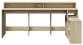 sonoma tölgy színű szerelt fa íróasztal LED-ekkel 200x104x91 cm