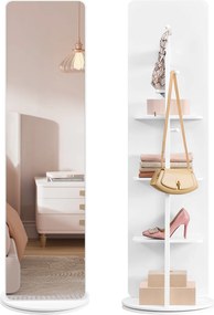 SONGMICS álló tükör, 360°-ban forgatható, 163 x 45 cm, felhőfehér