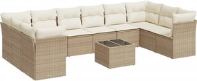 vidaXL 11 részes bézs polyrattan kerti ülőgarnitúra párnákkal