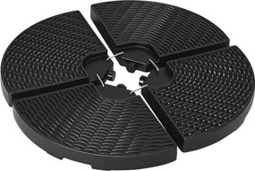 Outsunny 4 részes, állítható napernyő súly, időjárásálló, 52 kg víz vagy 68 kg homok tölthető, HDPE, Fekete | Aosom