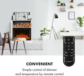 Klarstein Mauna Loa, elektromos kandalló, 2000 W, LED lángok, távirányító, polc fahasábok részére, fehér