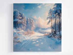 Poszter Tájkép Erdő Tó Út Tél Hó Fagy 40x40