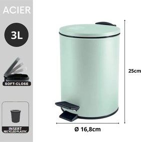 Mentazöld acél pedálos szemetes 3 l Adelar – Spirella