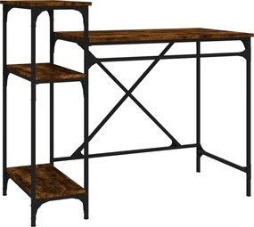 vidaXL füstös tölgy szerelt fa és vas íróasztal polcokkal 105x50x90 cm