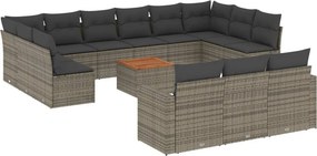vidaXL 14 részes szürke polyrattan kerti ülőgarnitúra párnákkal