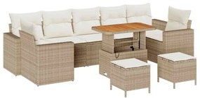 vidaXL Kerti Kanapé Szett 10 pcs Bézs polirattan