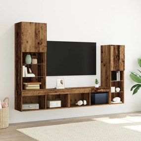 TV szekrény LED lámpákkal Megkopott fa 40.5x30x102 cm