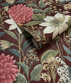 Holden Decor Wanderlust Clematis bordó-lila virágos vlies tapéta – 92061