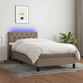 tópszínű szövet rugós és LED-es ágy matraccal 80 x 200 cm