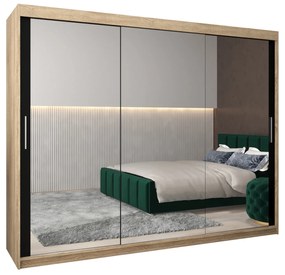 Ruhásszekrény 250 cm Toki 3 (szonoma tölgy + matt fekete). 1065123