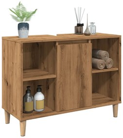 kézműves tölgy színű szerelt fa mosdószekrény 80 x 33 x 60 cm
