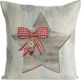 Karácsonyi gobelin díszpárnahuzat 45x45 hamu csillag masnival