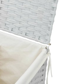 fehér polyrattan szennyeskosár fedéllel 46x33x60 cm