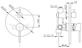 Sapho - KAI falba süllyeszthető zuhanycsaptelep, fényes króm