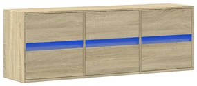 sonoma tölgy színű fali TV-szekrény LED-ekkel 130x31x45 cm