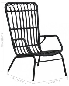 fekete polyrattan kerti szék