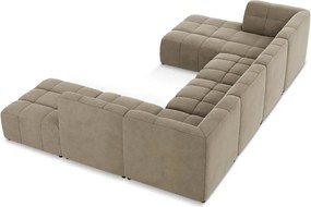 Barna bársony sarokkanapé (U alakú) Aloha – Makamii