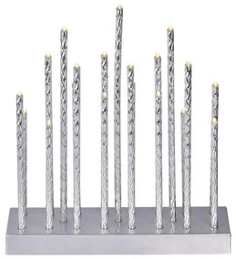 LED Karácsonyi gyertyatartó 19xLED/3xAA szürke