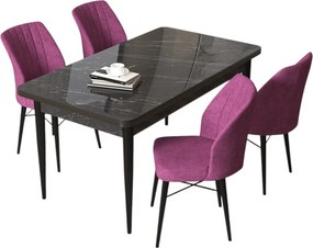 Arp étkezőgarnitúra, fekete márvány-lila, 110 cm
