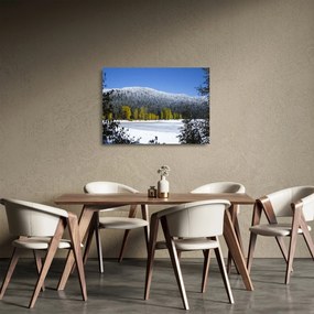 Kép - havas hegyek télen (üvegen) (70x50 cm)