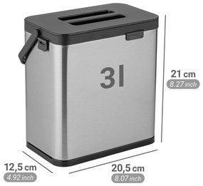 Matt ezüstszínű komposztálható hulladék gyűjtő 3 l Colin – Wenko