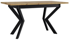 Asztal Victorville 328Artisan tölgy, Fekete, 79x80x140cm, Hosszabbíthatóság, Laminált forgácslap, Fém