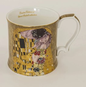 Porcelán 360ml barna bögre 1 személyes díszdobozban Gustav Klimt: A csók