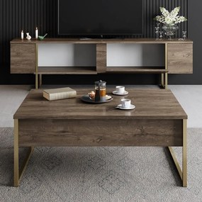 Natúr színű TV-állvány diófa dekorral 180x30 cm Luxe – Kalune Design