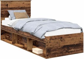 vidaXL Ágykeret fejtámlával Öreg fa 75 x 190 cm Tömör fenyőfa