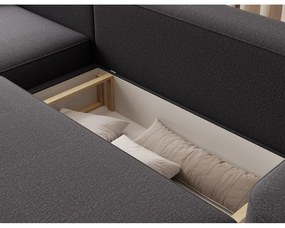 Sötétszürke zsenília kinyitható-tárolóhelyes sarokkanapé (bal oldali-heverő résszel) Aurumm – ELTAP