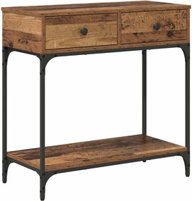 vidaXL Konzolasztal fiókkal Régi fa 75 x 34.5 x 75 cm Faanyag