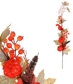 Őszi műág - piros tök és bogyós gyümölcsök, 73 cm