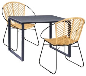 2 db rattan étkezőszék Carla és fekete asztal Strong - Bonami Essentials