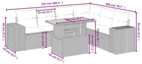 7 részes bézs polyrattan kerti ülőgarnitúra párnákkal