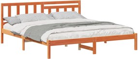 vidaXL Ágykeret fejtámlával Faggyú barna 200 x 200 cm Tömör fenyőfa