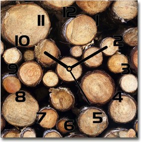 Csendes üveg falióra Fa rönkök 30x30cm