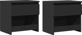 vidaXL 2 db fekete szerelt fa éjjeliszekrény 40 x 30 x 39 cm