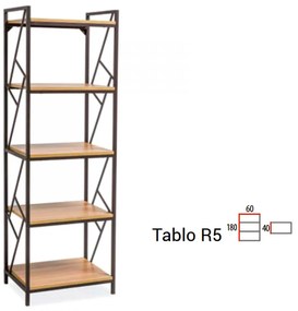 Tablo R5 180cm Könyvespolc Tölgy - Sötétbarna