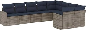 vidaXL 9 részes szürke polyrattan kerti ülőgarnitúra párnával