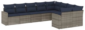 vidaXL 9 részes szürke polyrattan kerti ülőgarnitúra párnával