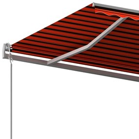 narancssárga és barna automata napellenző póznákkal 6 x 3 m